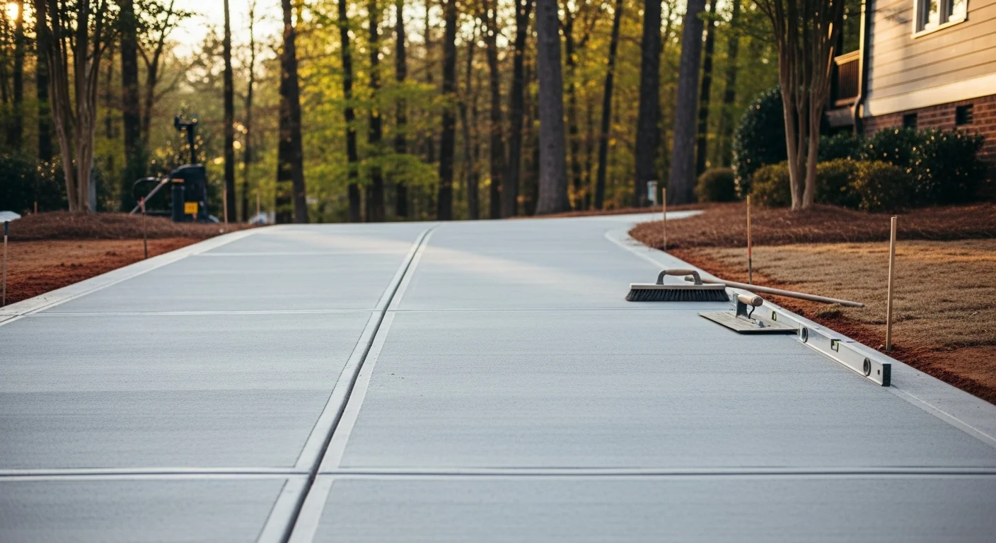 Finished concrete driveway at a residential home