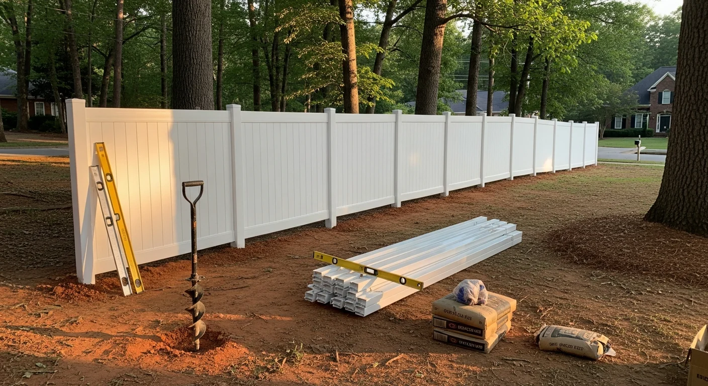 Residential fence installation around a property perimeter