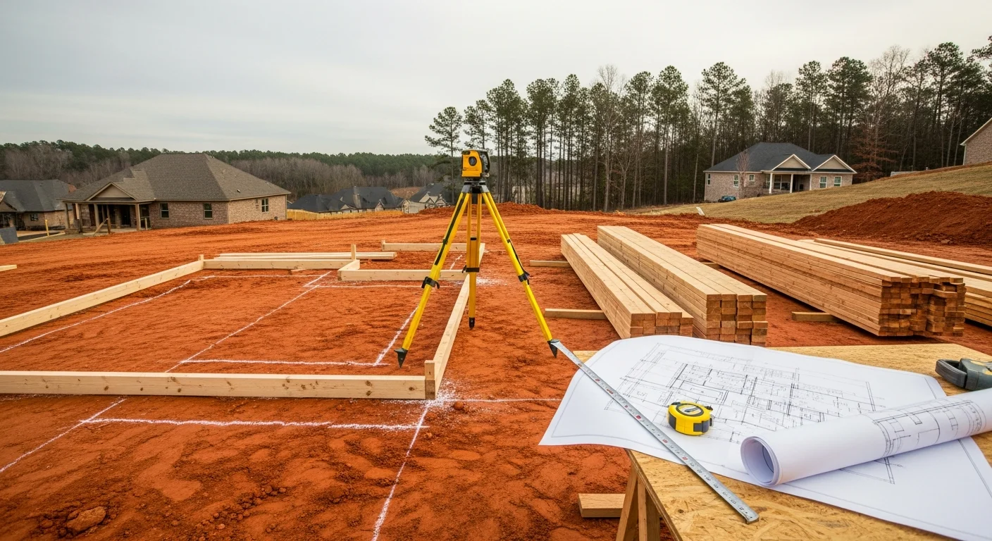 A newly constructed single-family home in Marietta, Georgia, with a completed exterior, fresh landscaping, and a two-car garage on a residential lot. The home reflects a custom build by Wright The Builder, LLC in the Cobb County area.